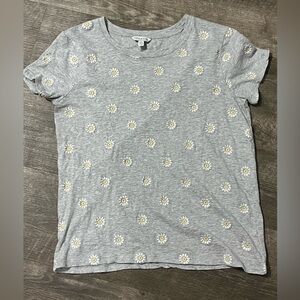 Lucky Brand Gray Floral Short Sleeve Tee